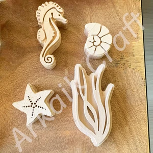 Arkaik Craft Denizaltı Deseni Ahşap Baskı Seti