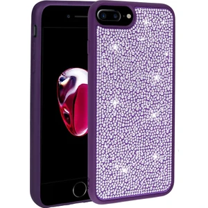 Apple iPhone 8 Plus Taşlı Silikon Kılıf Parlak Şık Kapak Voyoston