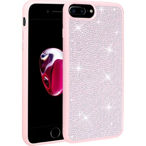 Apple iPhone 8 Plus Taşlı Silikon Kılıf Parlak Şık Kapak Voyoston
