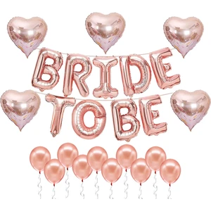 Patladı Gitti Bride To Be  Folyo Balon Seti, 5 Adet Kalp Folyo ve Lateks Balon