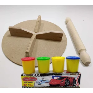 4 Renk Oyun Hamuru Hediyeli Unicorn Model Merdaneli Oyun Sofrası Seti 25CM SOFRA-24CM MERDANE-4X50GR