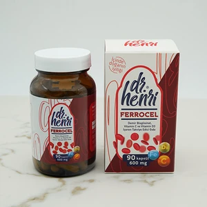 Dr.Henri Ferrocel 90 Kapsül Demir, C Ve D3 Vitamini Içeren Takviye Edici Gıda 600mg kapsül1