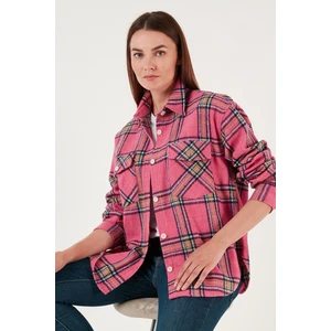 Pamuklu Cepli Ekoseli Regular Fit Oduncu Gömlek Bayan Gömlek CF24W167259
