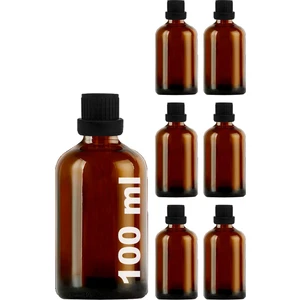 100 ml Plastik Kilitli Siyah Kapaklı Amber Hediyelik Şişesi 100 cc Kolonya Koku Süs Kahverengi Cam Şişe 6 Adet