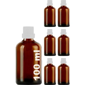100 ml Plastik Kilitli Beyaz Kapaklı Amber Hediyelik Şişesi 100 cc Kolonya Koku Süs Kahverengi Cam Şişe 6 Adet