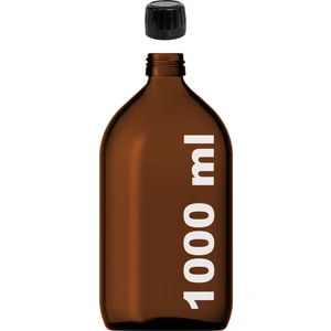 1000 cc Amber Ecza Siyah Kilitli Kapaklı Kahverengi Yuvarlak Cam Şişe 1000 ml Ecza Şişesi 1 Adet