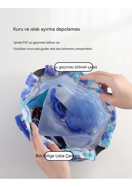 Çocuk Plaj Yüzme Kuru Islak Ayırma Su Geçirmez Depolama Sırt Çantası (Yurt Dışından) modelleri