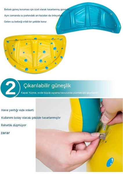 Boynuz Güneş Koruyuculu Yüzme Şişme Koltuk Halkası (Yurt Dışından)