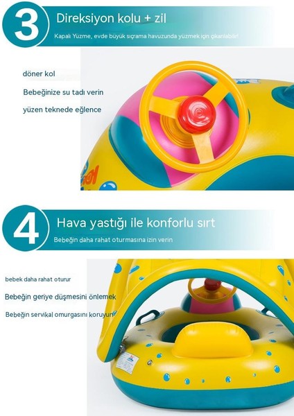 Boynuz Güneş Koruyuculu Yüzme Şişme Koltuk Halkası (Yurt Dışından)