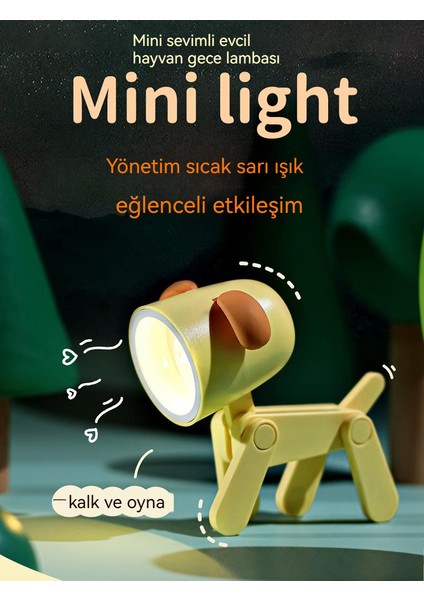 LED Mini Karikatür Köpek Yavrusu Evcil Hayvan Şekli Masaüstü Kulaklı Katlanır Gece Lambası (Yurt Dışından)