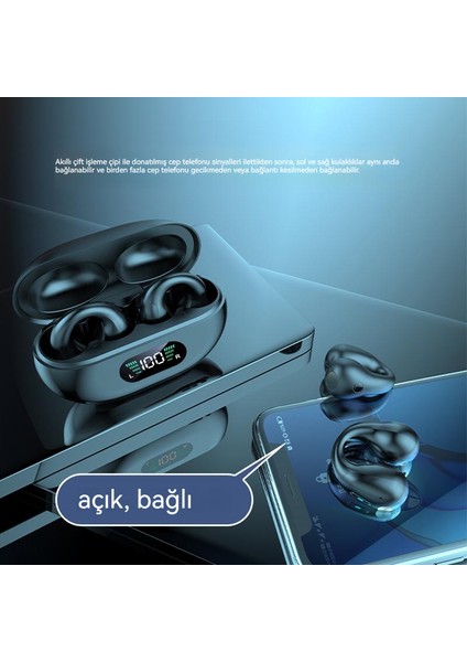 Gürültü Önleyici Yüksek Pil Ömrü Kablosuz Spor Klipsli Bluetooth Kulaklık (Yurt Dışından)