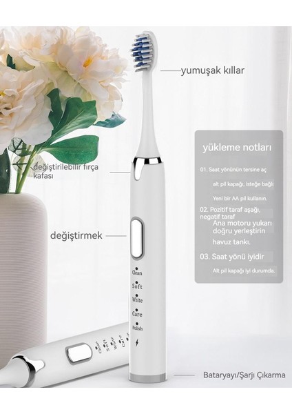 Şarj Edilebilir Su Geçirmez Çocuk Yetişkin Evrensel Elektrikli Diş Fırçası Üç Fırça Başlığı (Yurt Dışından) fırsatları