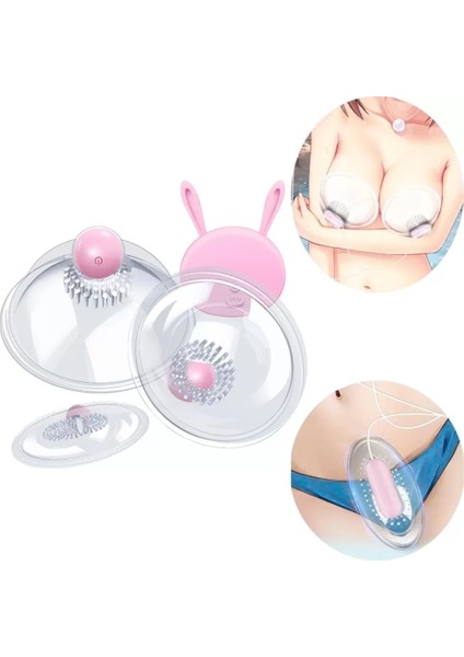 Bunny Uzaktan Kumandalı Göğüs Vajina ve Klitoris Uyarıcı 3 In 1 Titreşimli Vibratör