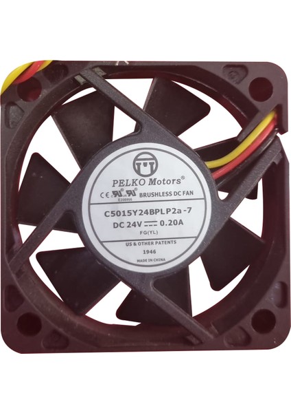 Pelko Motors 50X50X15MM C5015Y24BPLP2A-7 24V 0.20A 3 Kablo Kare Fan