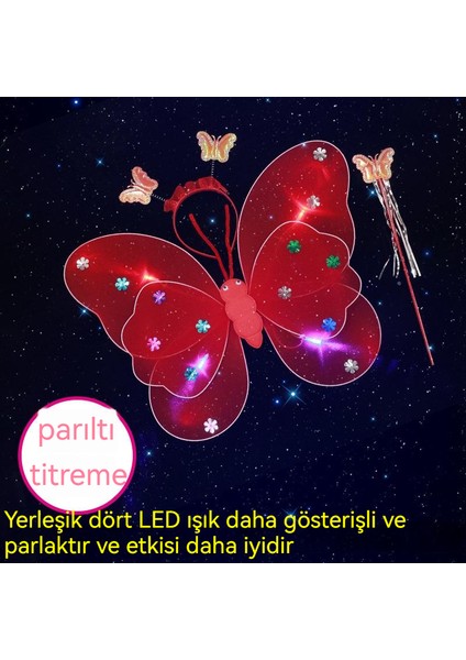 Melek Küçük Kız Arka Dekorasyon Işıklı Kelebek Kanatlı Oyuncak (Yurt Dışından)