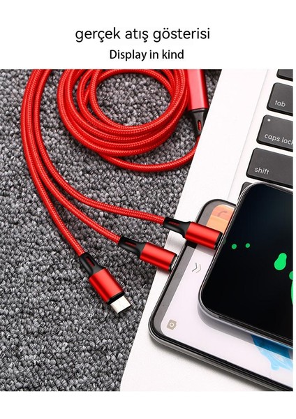 1 M Yeni Üçü Bir Arada Hızlı Şarj Çok Modelli USB Şarj Kablosu (Yurt Dışından) modelleri