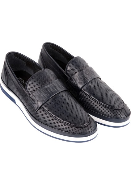 17420 Lacivert Loafer Deri Ayakkabı