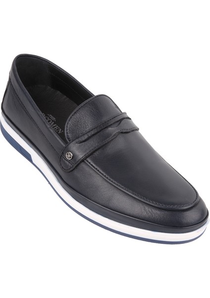 17434 Loafer Lacivert Deri Ayakkabı