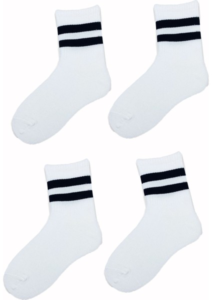 4lü Unisex Çizgili Kısa Çorap Pamuklu Tenis Ekonomik Spor
