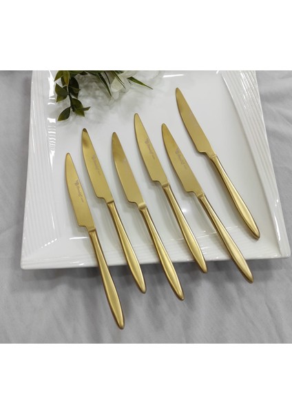 Carmen Mat Gold Titanyum 8 Adet Tatlı Bıçak