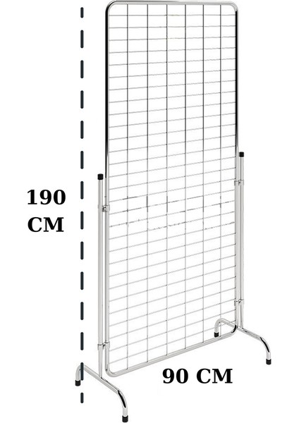 Manken İstanbul Krom Tel Pano Standı 90X190 cm Bijuteri Standı Çorap Standı Telefon Standı Aksesuar Standı