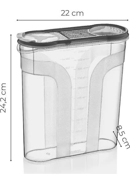 Etiketli 6lı Erzak Kabı Set 2900 ml Antrasit