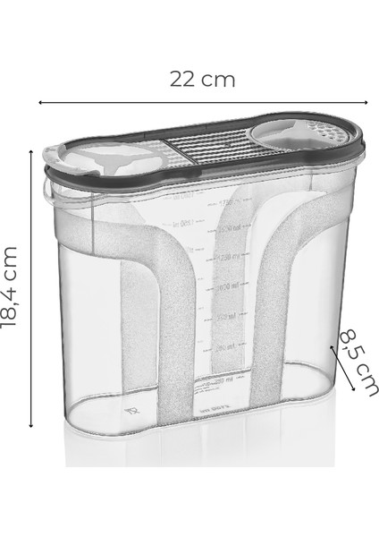 Etiketli 6lı Erzak Kabı Set 2150 ml Antrasit
