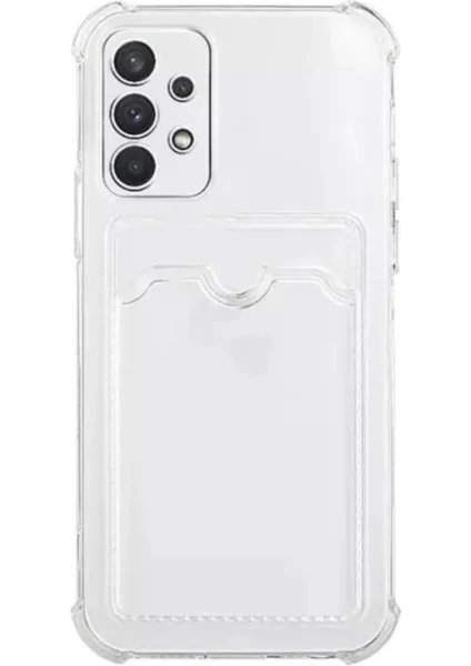 Case World Samsung Galaxy A72 Kapak Kamera Korumalı Kartlıklı Darbe Emici Özellikli Şeffaf Silikon Kılıf