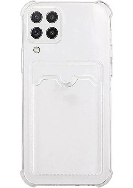 Case World Samsung Galaxy A12 Kapak Kamera Korumalı Kartlıklı Darbe Emici Özellikli Şeffaf Silikon Kılıf