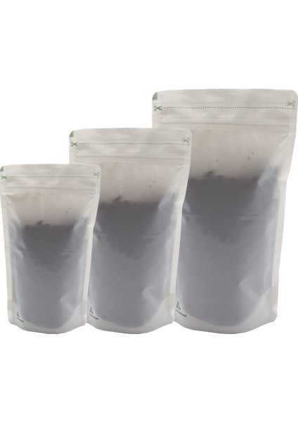 Geri Dönüştürülebilir Beyaz Doypack 13 x 22,5 + 3,5 cm. 250 gr. - 100 Adet