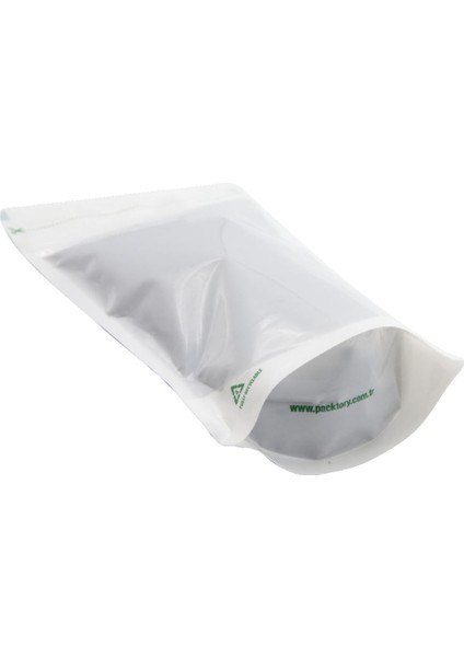 Geri Dönüştürülebilir Beyaz Doypack 13 x 22,5 + 3,5 cm. 250 gr. - 100 Adet