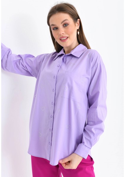 Lila Cep Detaylı Kadın Gömlek fiyatları