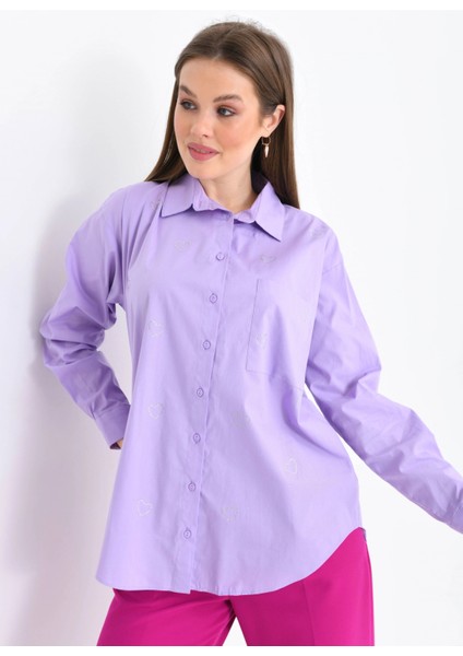 Lila Cep Detaylı Kadın Gömlek fırsatları