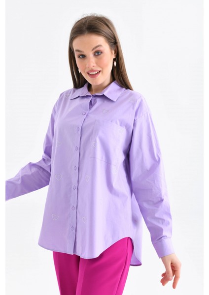 Lila Cep Detaylı Kadın Gömlek indirimleri