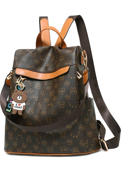 Trendy Kore Versiyonu Tüm Maç Moda Yumuşak Deri Karikatür Kadın Sırt Çantası (Yurt Dışından)