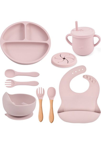 6 Parça Bebek Tabak Seti, Çatal Bıçak Takımı ve Silikon Önlükler (Yurt Dışından)