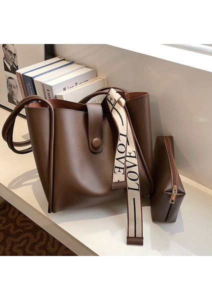 Büyük Kapasiteli Yabancı Stil Omuzdan Askili Çanta Doku Moda Tote Çanta (Yurt Dışından)
