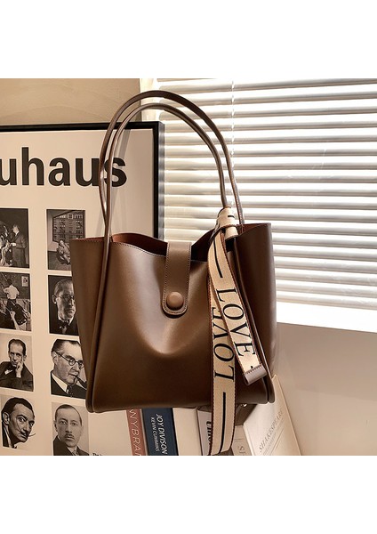Büyük Kapasiteli Yabancı Stil Omuzdan Askili Çanta Doku Moda Tote Çanta (Yurt Dışından)