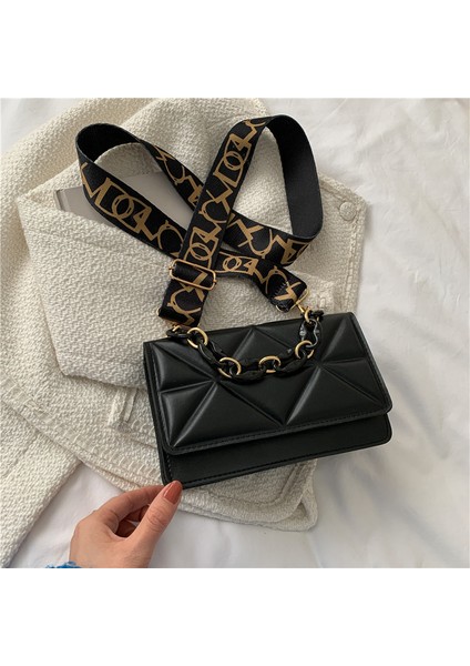 Rahat Moda Omuz Küçük Kare Çanta Basit Ins Geniş Bant Askılı Çanta (Yurt Dışından)
