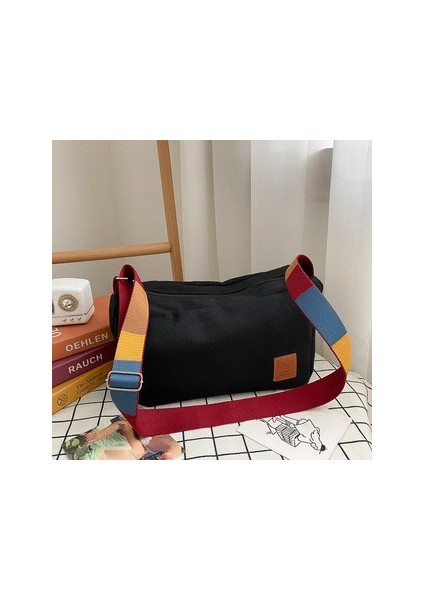 Tuval Basit Renkli Omuz Askısı Omuz Çantası Retro Çanta (Yurt Dışından)