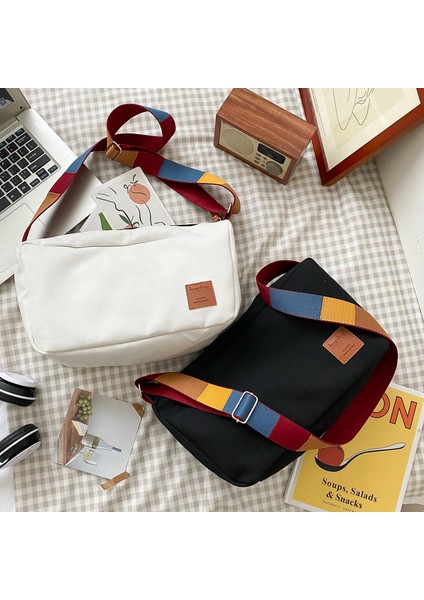 Tuval Basit Renkli Omuz Askısı Omuz Çantası Retro Çanta (Yurt Dışından) fırsatları