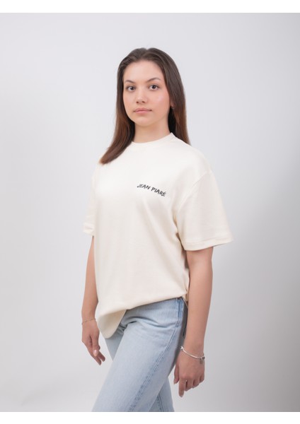 Jean Pıaré Oversızed Tee JPSW2023 Collectıon Krem modelleri