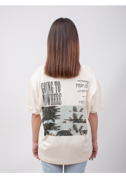 Jean Pıaré Oversızed Tee JPSW2023 Collectıon Krem fırsatları