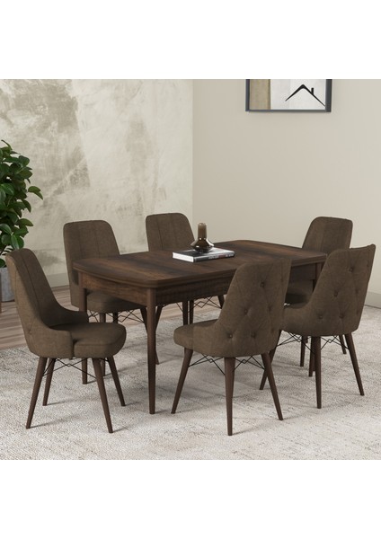 Hera Serisi Açılabilir Mdf Mutfak Salon Masa Takımı 6 Sandalyeli