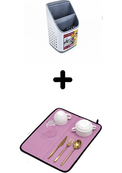 Tezgah Üstü Kaşıklık + Bulaşık Kurutma Matı 2'Li Mutfak Seti