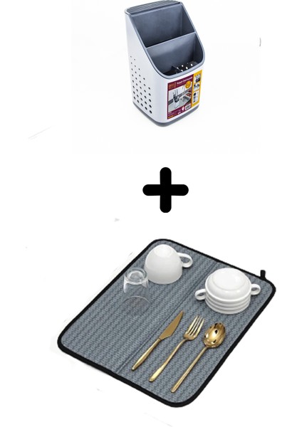 Tezgah Üstü Kaşıklık + Bulaşık Kurutma Matı 2'Li Mutfak Seti