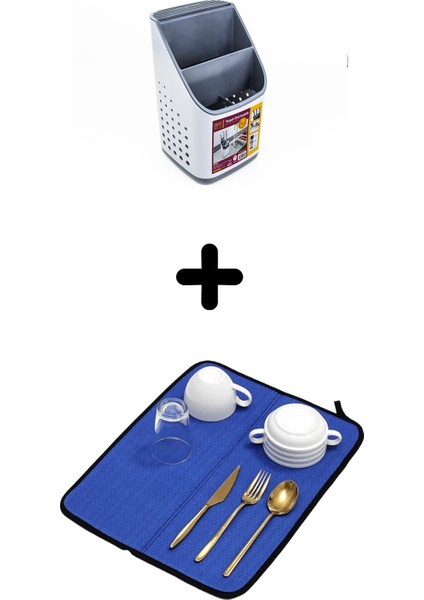 Tezgah Üstü Kaşıklık + Bulaşık Kurutma Matı 2'Li Mutfak Seti