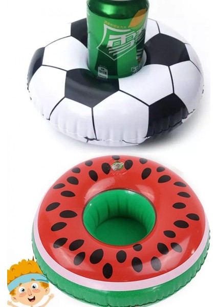 Deniz Yatağı Şişme Bardak Tutucu Karpuz Futbol Topu Set