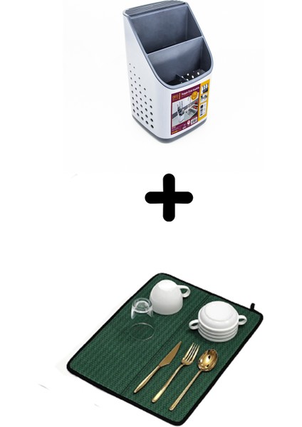 2 Sıra Bıçaklık + Bulaşık Kurutma Matı 2'Li Mutfak Seti