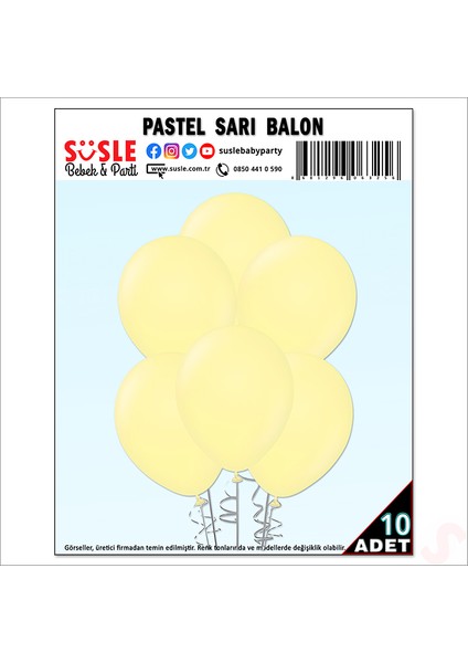 Sarı Pastel Balon, 30CM x 10 Adet